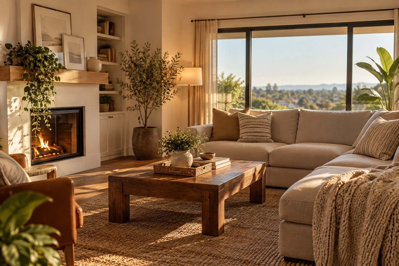A cozy Conejo Valley living room, illustrative